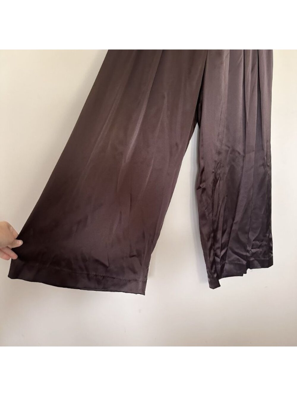 Rare Cache Brown Formal Set Satin Wide Leg Pants & Top 12 Evening Cocktail 90s - Picture 9 of 10